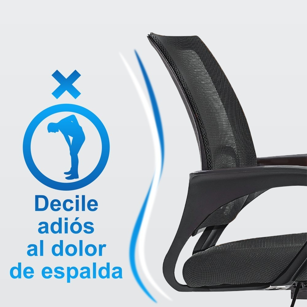 Silla Operativa Tcweb Negra Ergonómica Giratoria Con Respaldo Reclinable Negro Malla - Imagen 7
