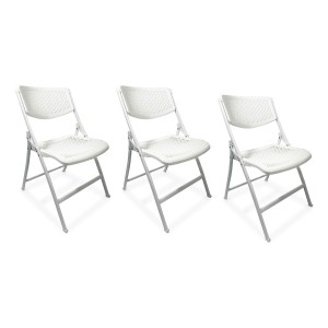 Silla Plegable Catering Hogar Confortable Reforzada Set X3 Color Blanco
