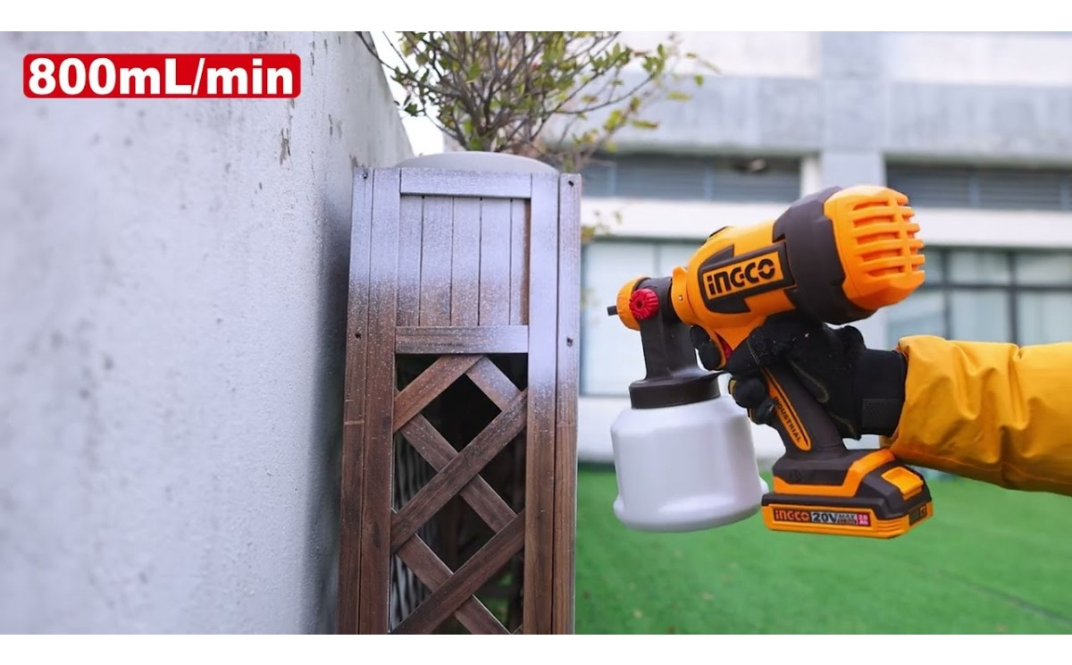 Pistola De Pintar Ingco 20v 800 Ml/min + Accesorios Amarillo Y Negro - Imagen 2