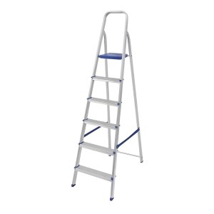 Escalera Doméstica De Aluminio De 6 Peldaños Más Plateado