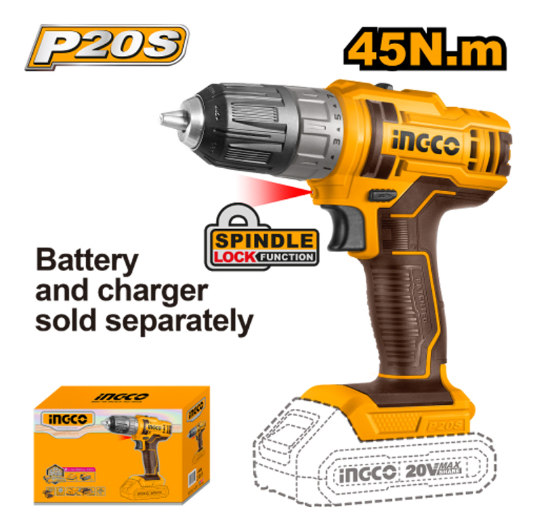 Taladro Atornillador Ingco 10mm S/bateria Cdli200515 Color Amarillo Frecuencia 60 Hz - Imagen 2