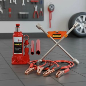 Kit Auto Crique Botella 2t. + Llave Cruz + Cable Bateria 150