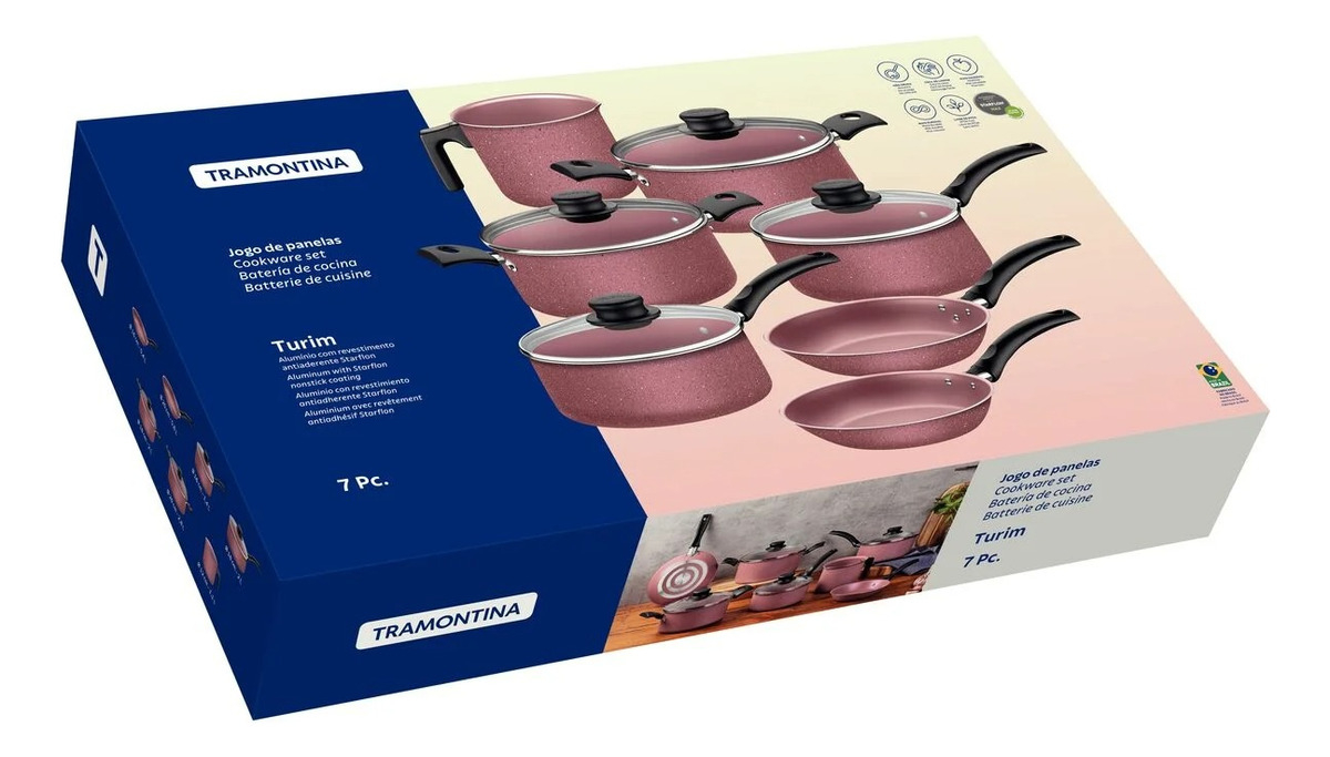 Juego De Ollas Batería 11 Piezas Tramontina LG Color Rosa - Imagen 7