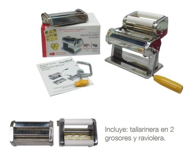 Máquina Roswell Manual Para Hacer Pasta Ravioles Tallarines Sobadora Acero Inoxidable Gris - Imagen 4