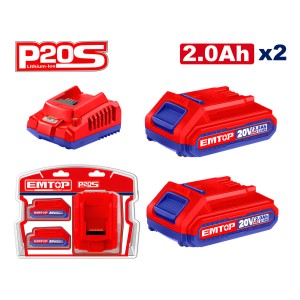 Kit 2 Baterias + Cargador 2.0 Amp Emtop Elbcpk1222