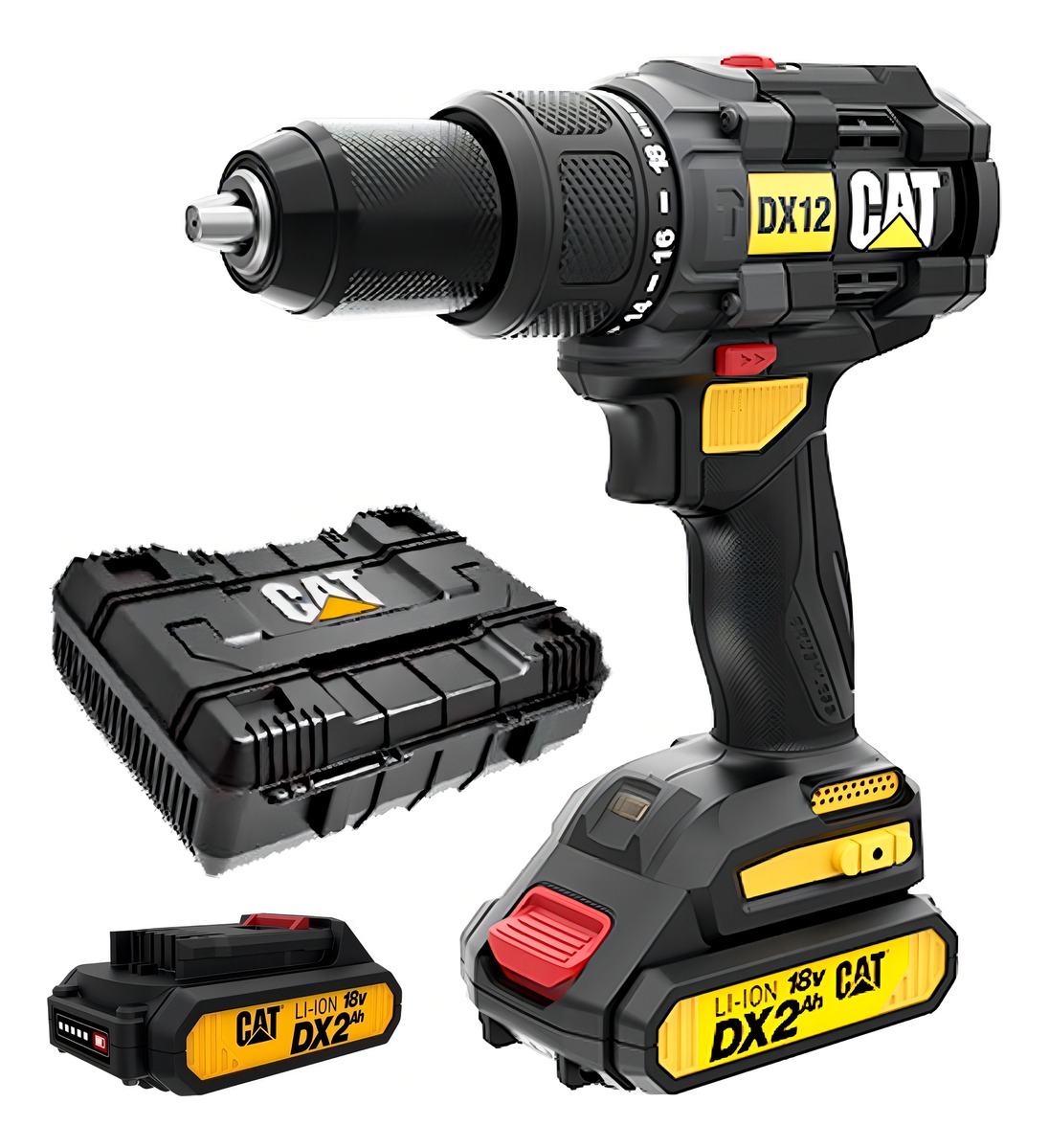 Taladro Inalambrico Atornillador Percutor Cat Dx12 Color Negro