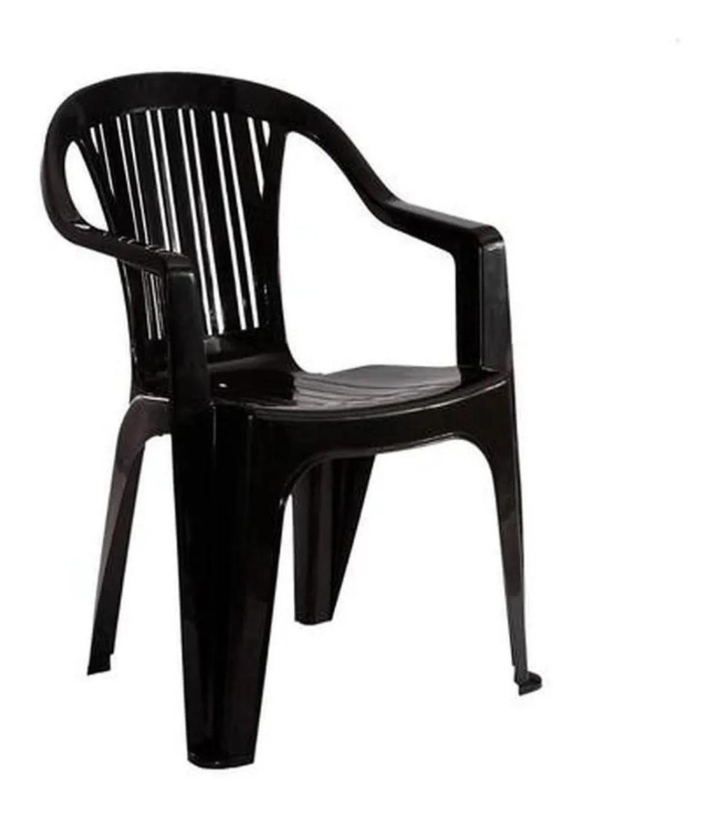 Silla Sillon Apilable Pvc Negra Titan Garden Life Negro - Imagen 3