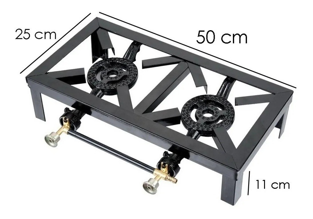 Anafe Doble Quemador Triple Llama Gas 2 Hornallas Garageimpo Color Negro Mate - Imagen 3