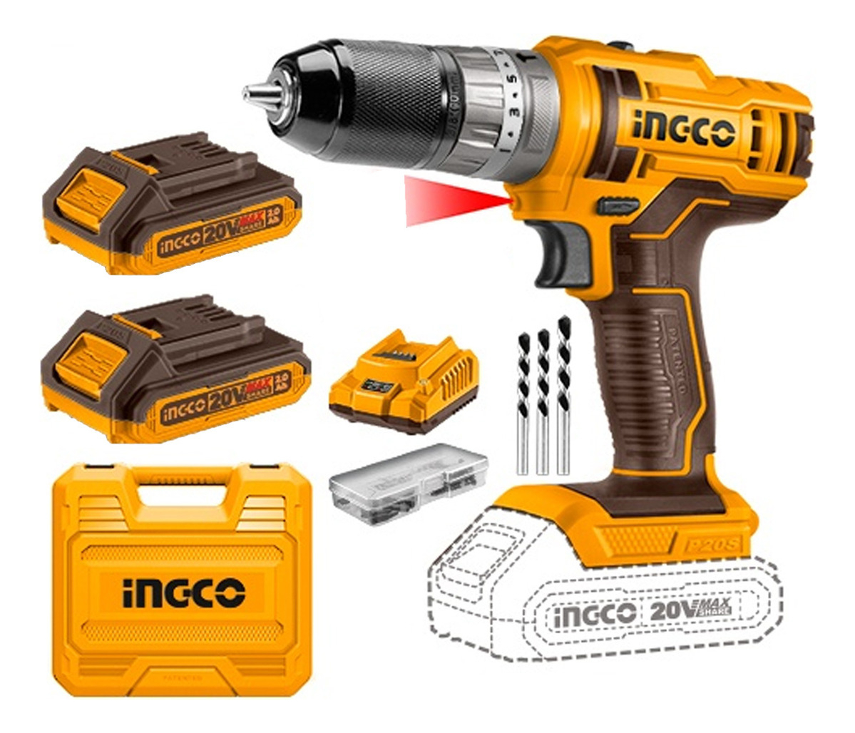 Atornillador 20v Percutor Mandril Metal Valija Ingco Cidli20 Naranja 50/60hz