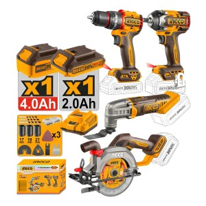 Kit A Bateria P20s 20v 4 Piezas Brushless Motor C/2bat Ingco