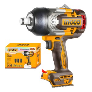 Llave De Impacto 1750nm 20v + 3 Dados Sin Bat Ingco 50/60hz Naranja Claro Amarillo