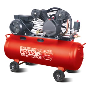 Compresor 4hp Equus 200 Lts A Correa Rojo Monofásica