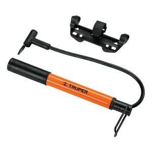 Inflador Manual Portátil Truper Bom-mi Para Pelotas, Bicicletas Color Naranja/negro 60psi