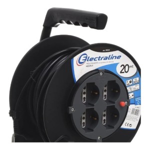 Alargue Electrico Enrrollador 20m 4 Tomas Schuko Electraline 16a Exterior
