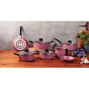 Juego De Ollas Batería 11 Piezas Tramontina LG Color Rosa