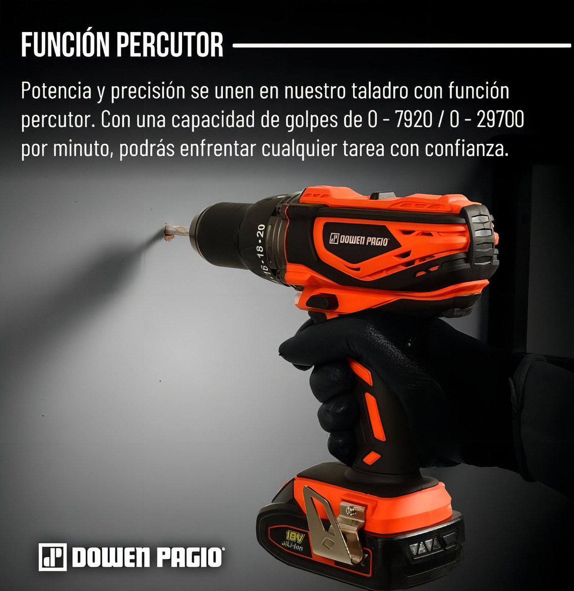 Taladro Percutor 13mm Dowen Pagio No Incluye Batería Color Naranja - Imagen 5