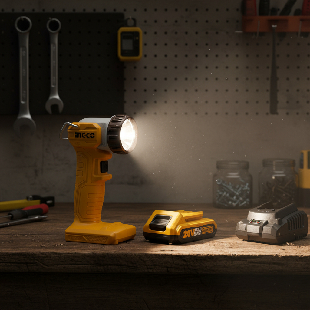 Linterna Led Inalámbrica 20v Bateria Amarillo - Imagen 11