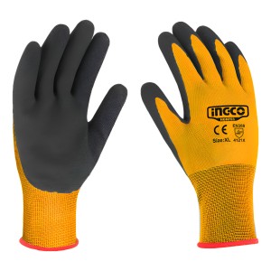 Guantes Nitrilo De Trabajo Reforzados Palma Rugosa Ingco Xl Naranja