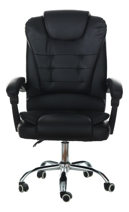 Silla Ejecutiva Giratoria Negro Que Sal R07 Base Cromada Ergonómica Con Ruedas Cuero Sintético - Imagen 3