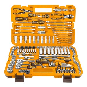 Set Kit 156 Herramientas Maletin Ingco Cromo Vanadio Racing Color Naranja Claro