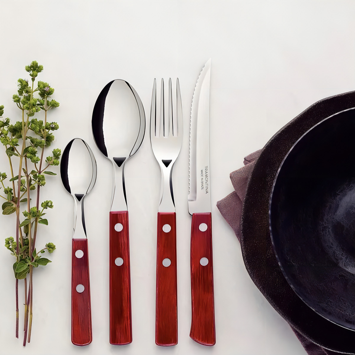 Juego De Cubiertos 24 Piezas Tramontina Polywood LG Color Mangos Polywood - Imagen 3