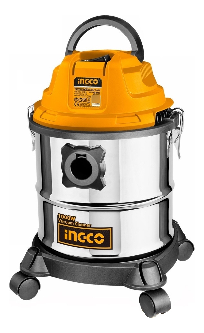 Aspiradora 12lt 1000w Ingco Vc12202 Color Plateado