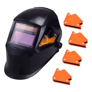 Mascara Soldar Fotosensible Careta Automatica + 4 Escuadras Color Negro Liso