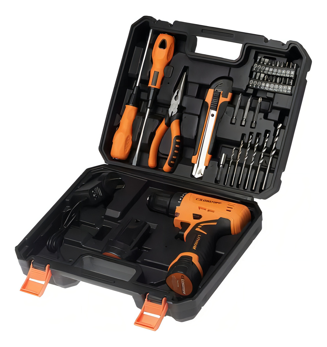 Taladro Atornillador Inalambrico Lusqtoff 2 Baterias 12v + Kit 32 Acc Naranja - Imagen 3