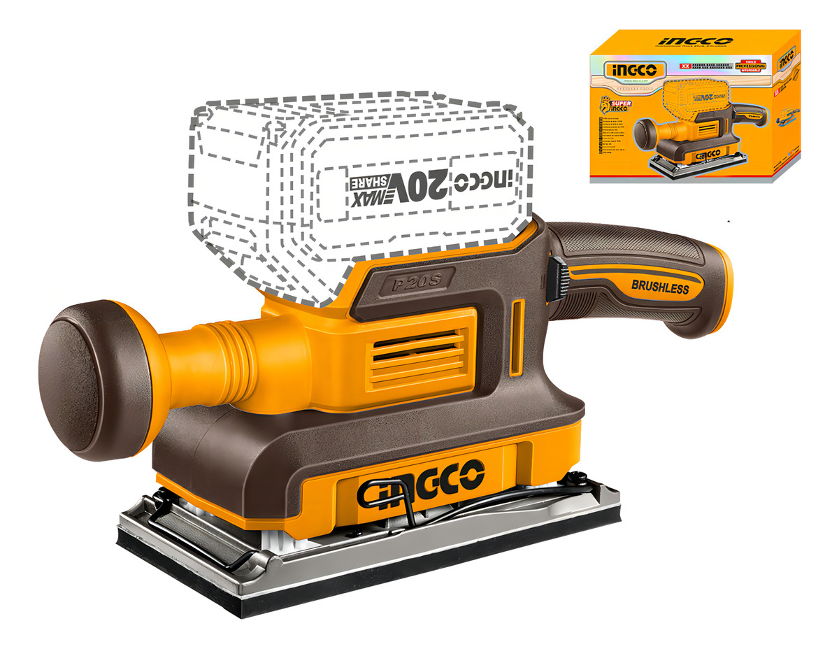 Lijadora Orbital A Batería Brushless Motor 20v P20s Ingco
