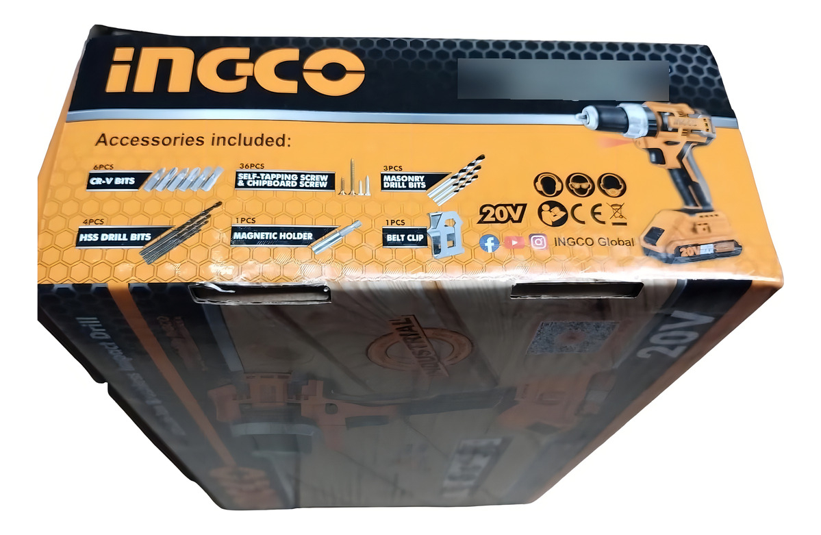Taladro 20v Brushless C Percutor 13mm Ingco Cidli20608. Hnt Color Amarillo - Imagen 2
