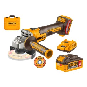 Amoladora 115mm A Batería Ingco 2 Bat 4amp Cargador Maletín Amarilla