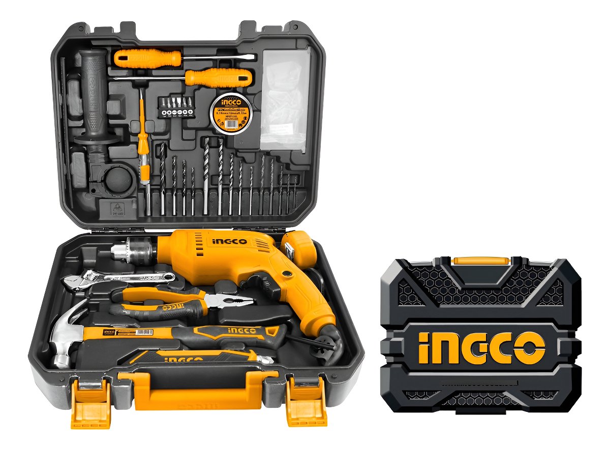 Kit Taladro Percutor 550w + 110 Herramientas Ingco + Valija