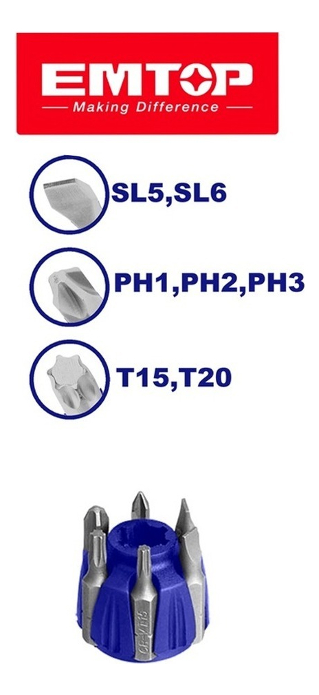 Destornillador Cricket 8 Piezas Emtop - Imagen 6