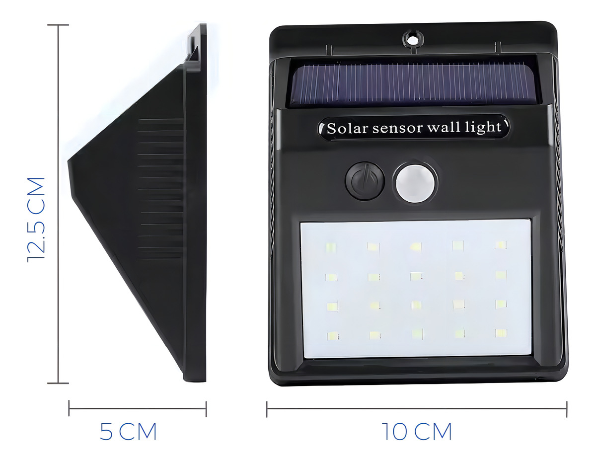 Pack X10 Focos Solares Led Exterior Con Sensor Luz Fria Estructura Negro - Imagen 3