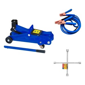 Kit Gato Hidráulico + Llave De Cruz + Cables Pasa Corriente