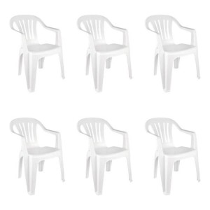 Silla Bela Vista De Plástico Blanca, Con Brazo, Estructura De Silla Mor, Asiento Blanco, Diseño De Tela Blanca N/a