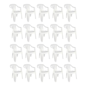 Mor 15151104 Kit De 20 Sillones De Plástico Blanco Hasta 182 Kg