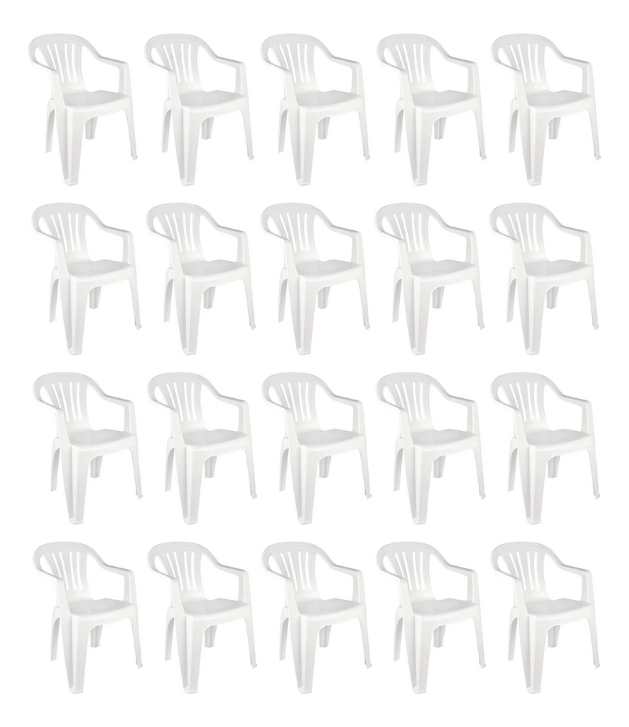Mor 15151104 Kit De 20 Sillones De Plástico Blanco Hasta 182 Kg