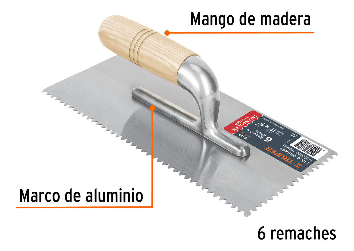 Llana Dentada Diente Triangular Mango Madera 27x12cm Aym - Imagen 5