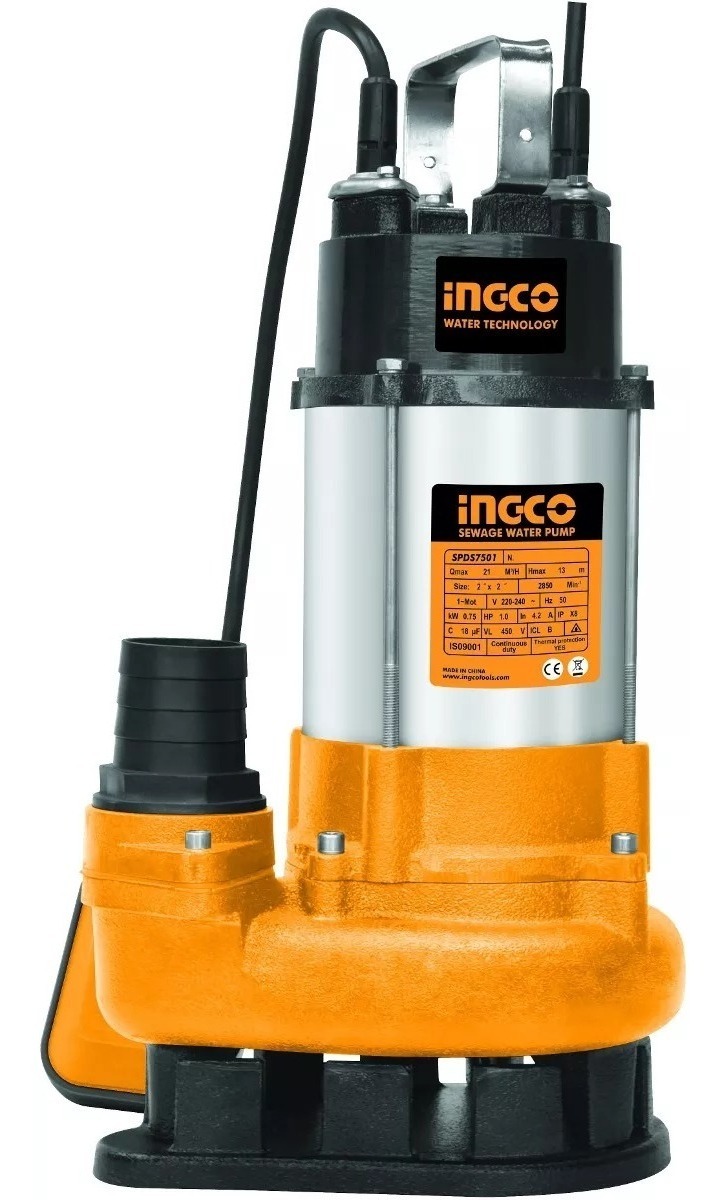 Bomba Sumergible 750 W Drenaje Pozo Negro Spds7501 Ingco Tyt