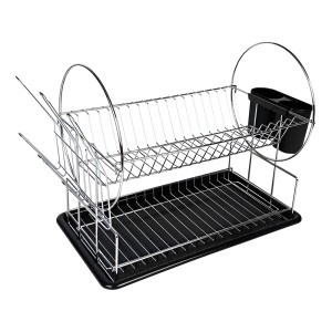 Escurridor De Platos Maggiore De 2 Niveles, Negro, 19 Platos