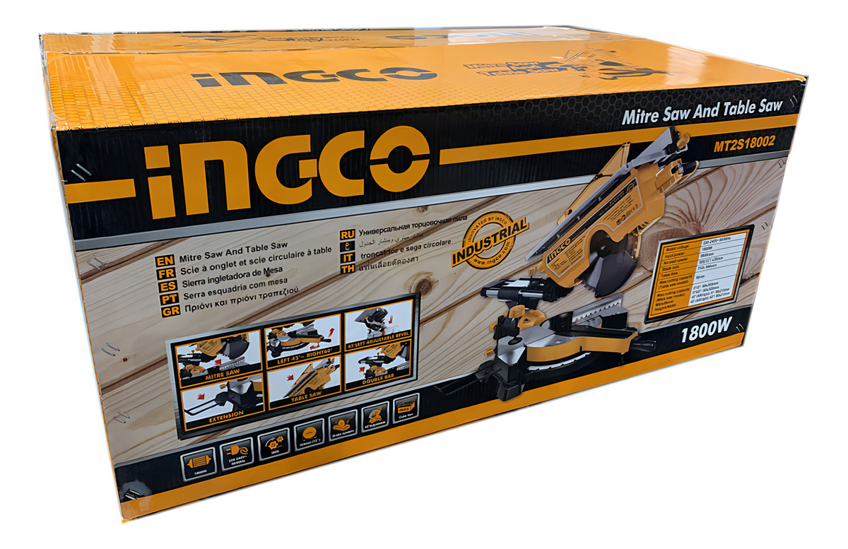 Sierra 2 En 1 Ingletadora Deslizante/circular De Mesa Ingco Color Amarillo Frecuencia 50/60hz - Imagen 3