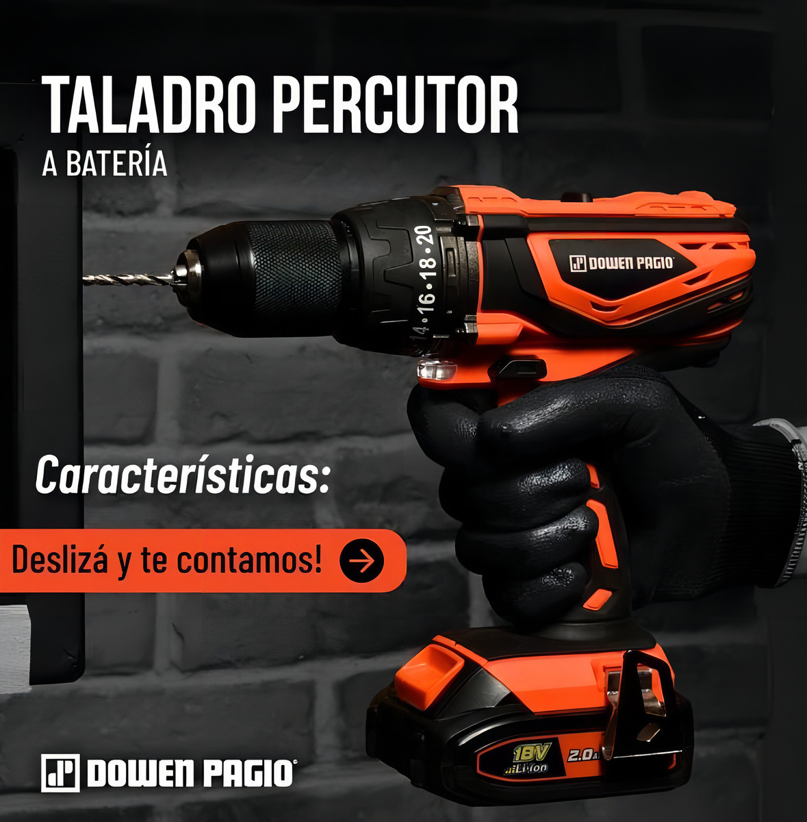 Taladro Percutor 13mm Dowen Pagio No Incluye Batería Color Naranja - Imagen 2