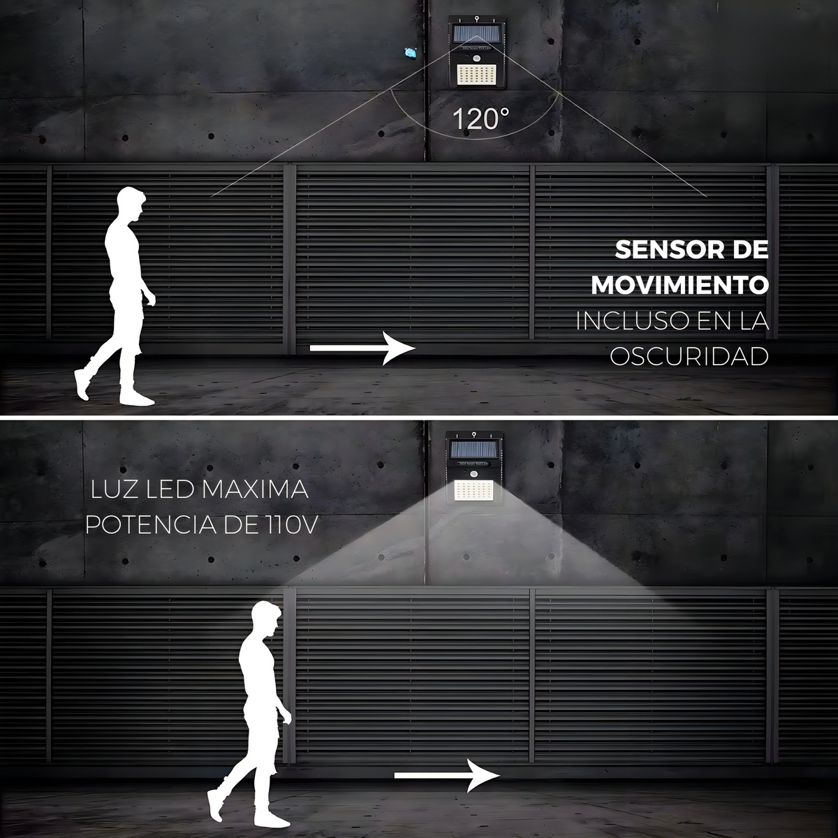 Pack X10 Focos Solares Led Exterior Con Sensor Luz Fria Estructura Negro - Imagen 6