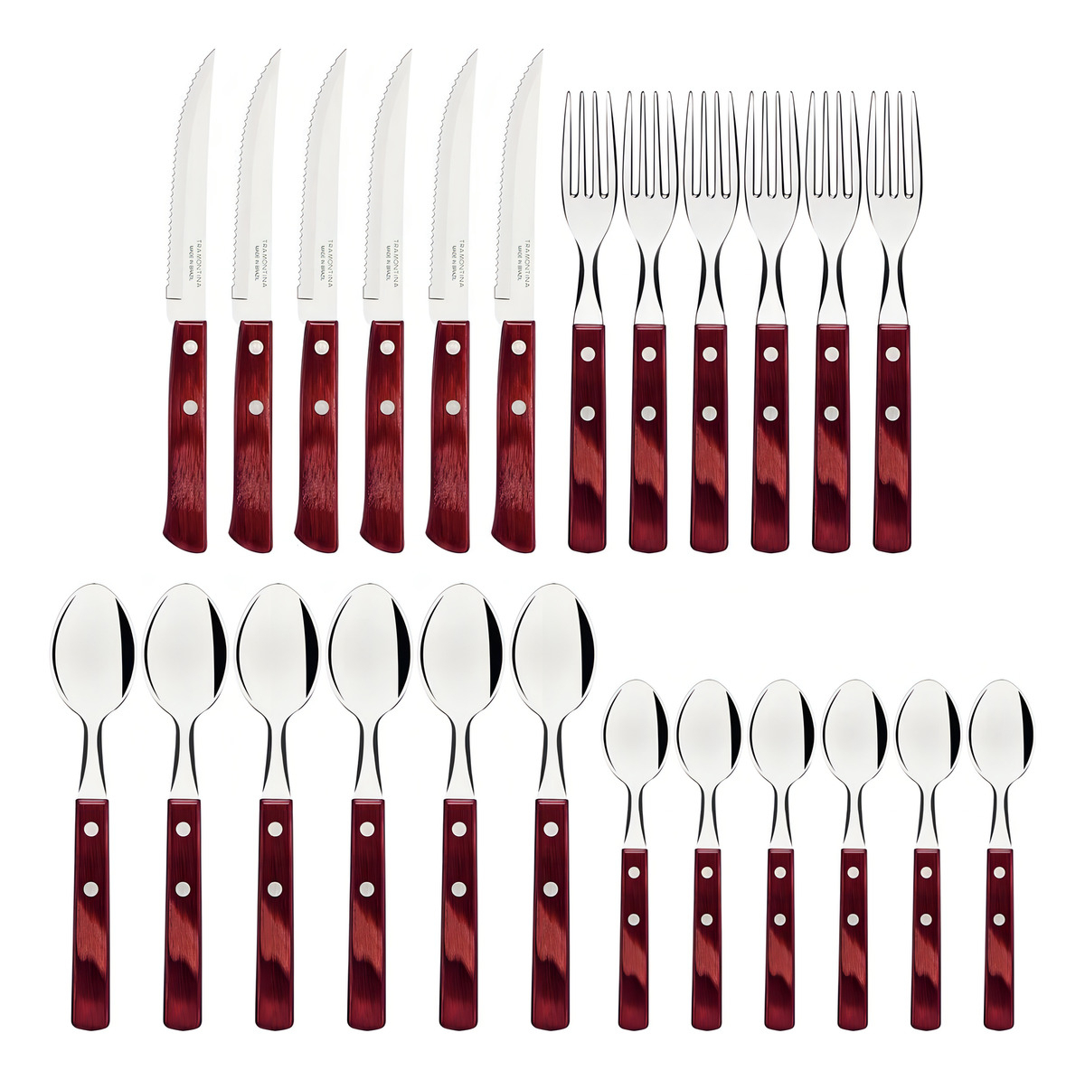 Juego De Cubiertos 24 Piezas Tramontina Polywood LG Color Mangos Polywood - Imagen 2