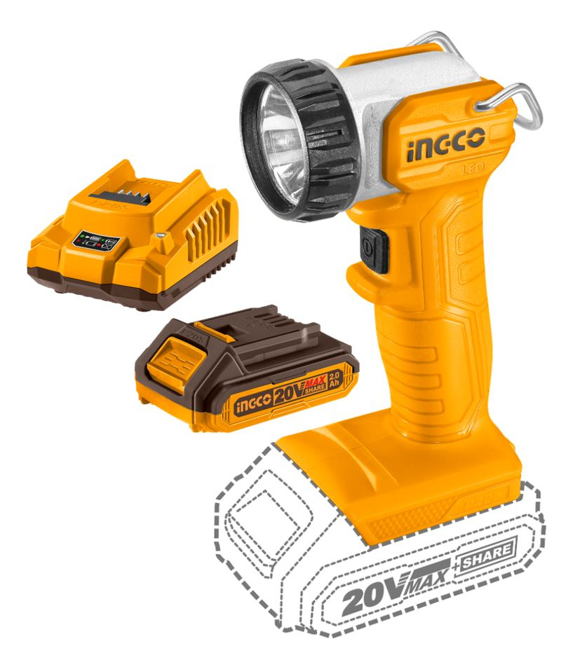 Linterna Led Inalámbrica 20v Bateria Amarillo - Imagen 7