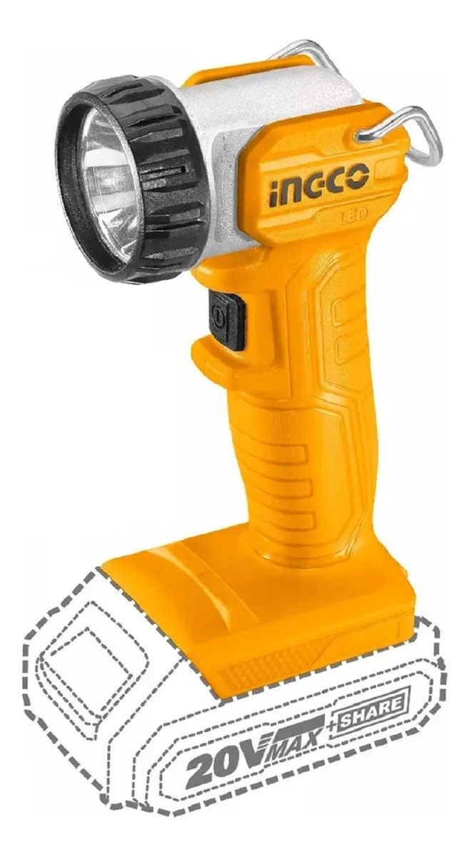 Linterna 20v A Bateria 270lumens Ingco Cwli2038 Smf Linterna Amarillo Luz Blanco