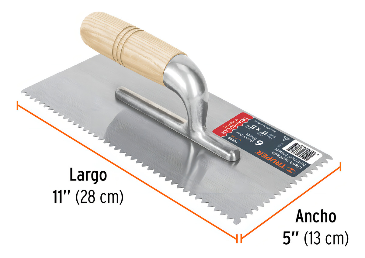 Llana Dentada Diente Triangular Mango Madera 27x12cm Aym - Imagen 4