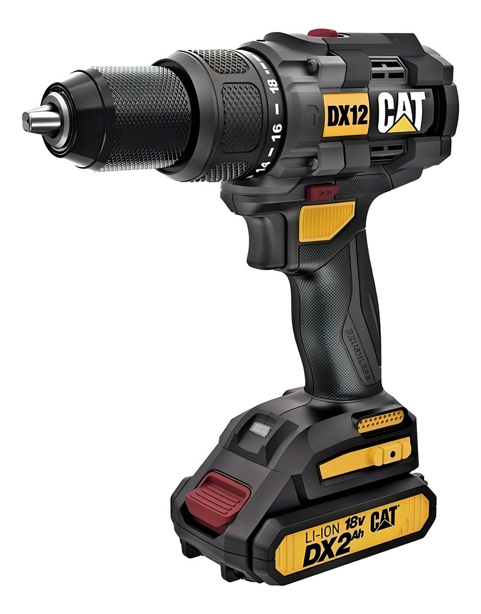 Taladro A Batería Caterpillar 18volt Con Percutor Dx12 Color Negro Frecuencia 50hz 50 Hz