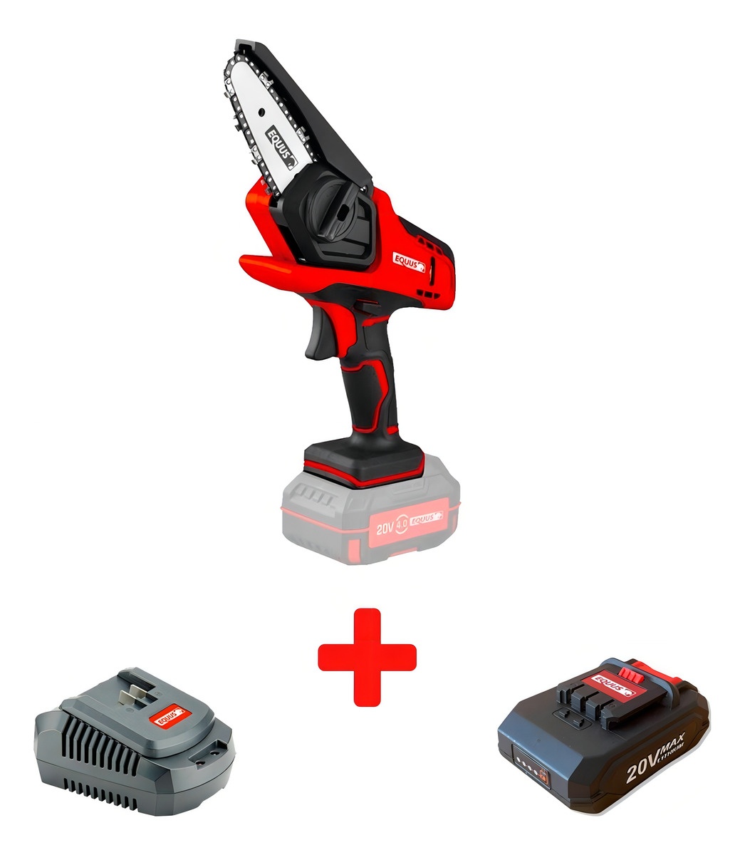 Mini Motosierra Equus + Cargador + Batería Qm23807kit - Smf Color Rojo - Imagen 3